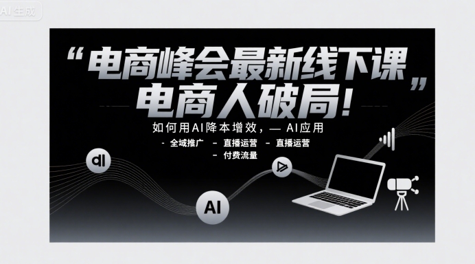 电商峰会最新线下课，电商人破局，如何用AI降本增效，AI应用-全域推广-直播运营-付费流量-来聚吧