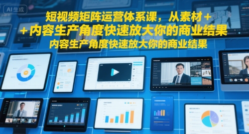 短视频矩阵运营体系课，从素材+内容生产角度快速放大你的商业结果-来聚吧