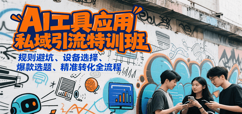 AI工具应用私域引流特训班，规则避坑、设备选择、爆款选题、精准转化全流程-来聚吧