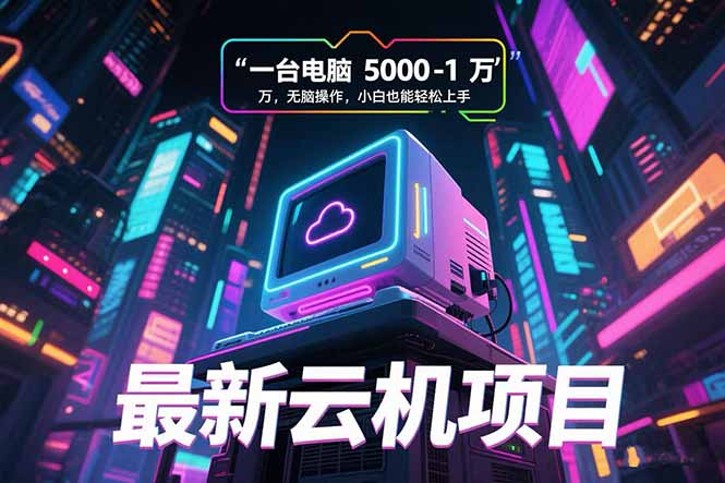 最新云机项目 一台电脑5000到10000 无脑操作小白也能轻松上手-来聚吧
