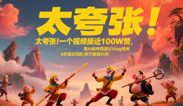 太夸张！一个视频接近100W赞，用AI制作西游记Vlog视频，全流程拆解来了(附万能提示词)-来聚吧