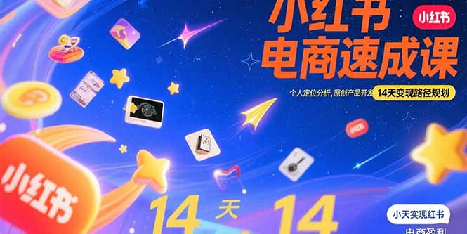小红书虚拟电商速成课：个人定位分析，原创产品开发，14天变现路径规划-来聚吧