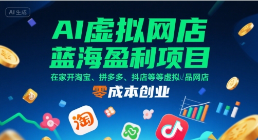AI虚拟网店蓝海盈利项目，在家开淘宝、拼多多、抖店等虚拟品网店，零成本创业-来聚吧