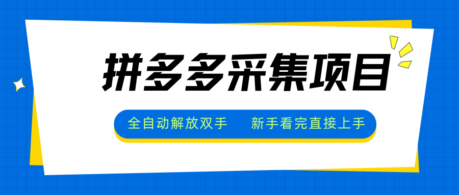 拼多多采集项目，全自动解放双手，单号日入30+-来聚吧