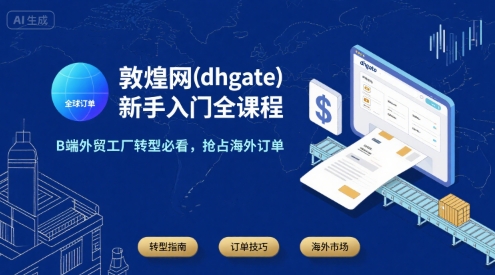 敦煌网(dhgate)新手入门全课程，B端外贸工厂转型必看，抢占海外订单-来聚吧