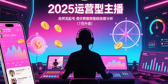 2025运营型主播:自然流起号,微付费投放技巧,罗盘数据深度解析(7月更新-来聚吧
