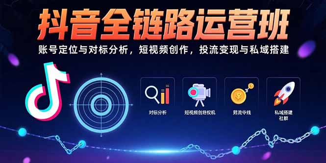 抖音全链路运营班:账号定位与对标分析,短视频创作,投流变现与私域搭建-来聚吧