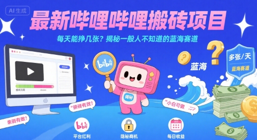 最新哔哩哔哩上B站搬砖项目，每天能挣几张？揭秘一般人不知道的蓝海赛道-来聚吧