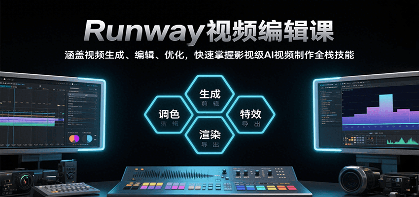Runway视频编辑课,涵盖视频生成、编辑、优化,快速掌握影视级AI视频制作全栈技能-来聚吧