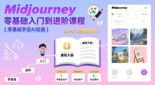 midjourney零基础入门到进阶课程，零基础学会AI绘画-来聚吧