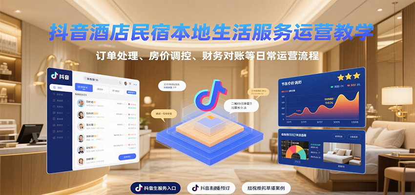 抖音酒店民宿本地生活服务运营教学,订单处理、房价调控、财务对账等日常运营流程-来聚吧