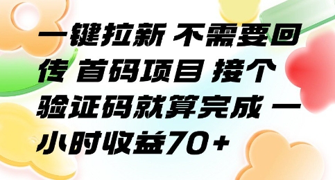 一键拉新 不需要回传 首码项目 接个验证码就算完成 一小时收益70+【揭秘】-来聚吧
