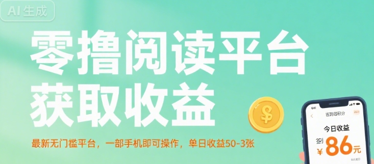 零撸阅读平台获取收益，最新无门槛平台，一部手机即可操作，单日收益50-3张【揭秘】-来聚吧