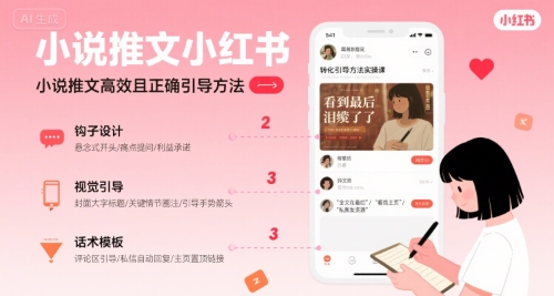 小说推文小红书高转化引导方法实操课，小说推文高效且正确引导方法-来聚吧