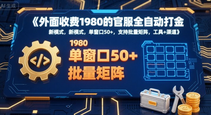 外面收费1980的官服全自动打金，新模式，单窗口50+，支持批量矩阵，工具+渠道【揭秘】-来聚吧