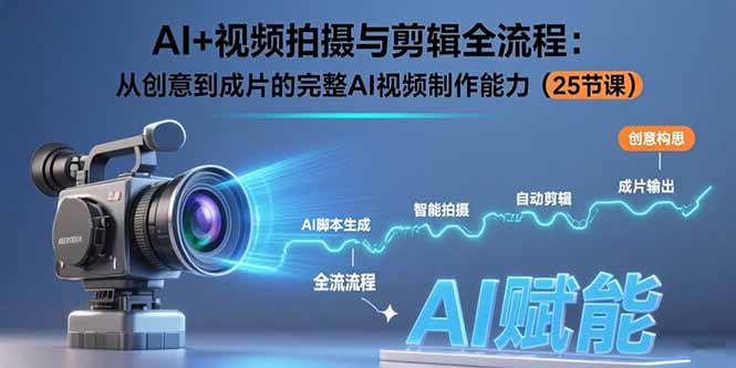 AI+视频拍摄与剪辑全流程:从创意到成片的完整AI视频制作能力(25节课-来聚吧