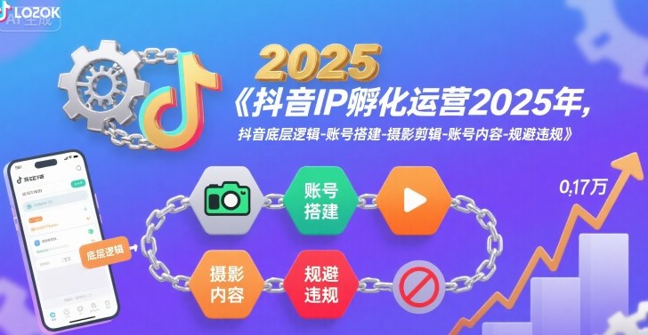 抖音IP孵化运营2025年，抖音底层逻辑-账号搭建-摄影剪辑-账号内容-规避违规-来聚吧