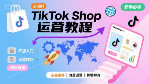 TikTok Shop从0到1运营教程，TikTok跨境电商新手必学课程-来聚吧