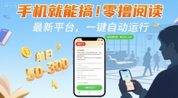 手机就能搞！零撸阅读挂G，最新平台，一键自动运行，随时随地挣，单日50-3张+【揭秘】-来聚吧