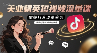 美业精英短视频流量课,掌握抖音流量密码,天天有询单,条条有转化-来聚吧