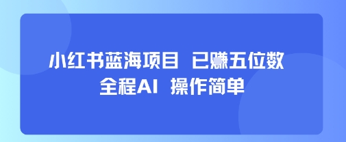 小红书蓝海项目，全程AI，操作简单，已挣五位数-来聚吧