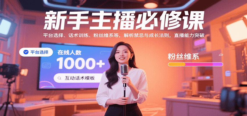 新手主播必修课：平台选择、话术训练、粉丝维系等，解析禁忌与成长法则，突破直播能力-来聚吧