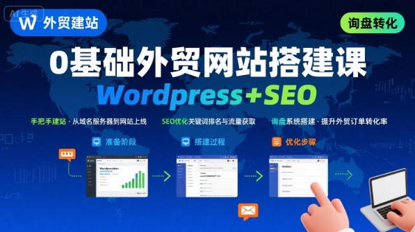 Wordpress外贸建站+SEO优化课程，手把手教你从0到1搭建可获得询盘的外贸网站-来聚吧
