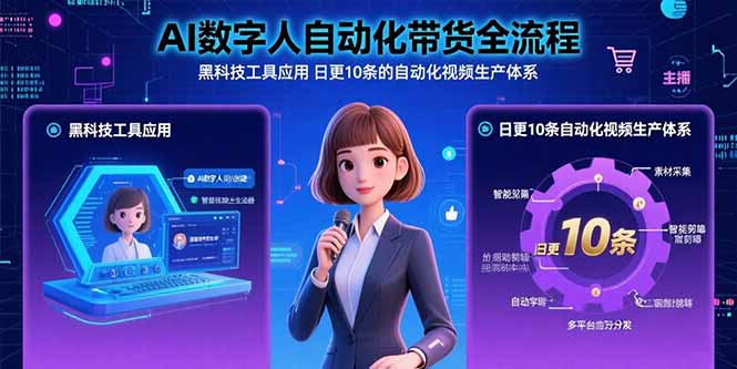 AI数字人自动化带货全流程：黑科技工具应用 日更10条的自动化视频生产体系-来聚吧