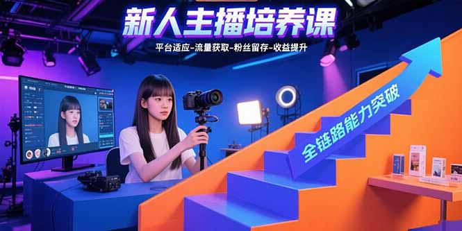 新人主播培养课：平台适应-流量获取-粉丝留存-收益提升 全链路能力突破-来聚吧