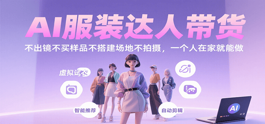 AI服装达人带货,不出镜不买样品不搭建场地不拍摄,一个人在家就能做-来聚吧