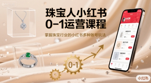 珠宝人小红书0-1运营课程,掌握珠宝行业的小红书多种账号玩法-来聚吧