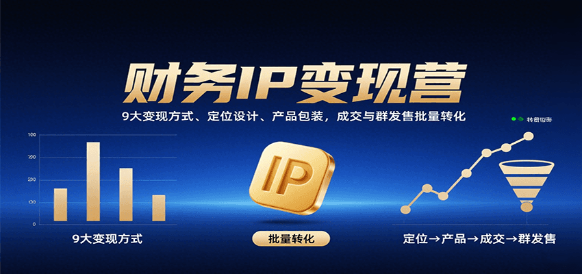 财务IP变现营：9大变现方式、定位设计、产品包装，成交与群发售批量转化-来聚吧