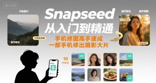 Snapseed从入门到精通,手机修图高手速成,一部手机就能修出摄影大片-来聚吧
