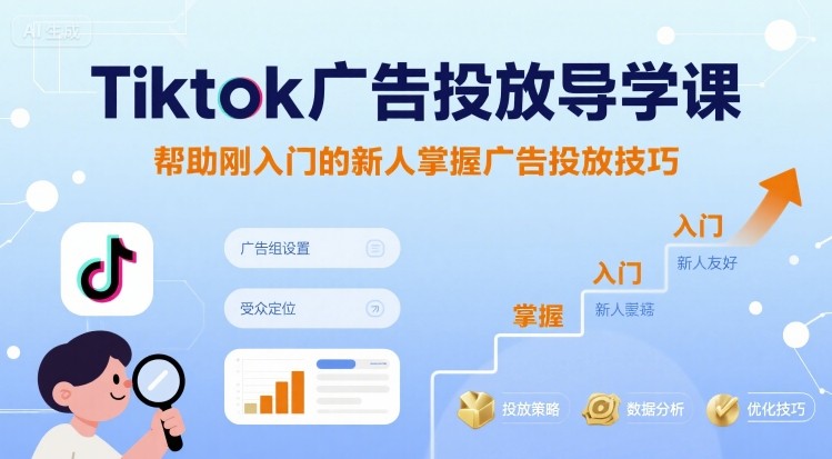 Tiktok广告投放导学课,帮助刚入门的新人掌握广告投放技巧-来聚吧