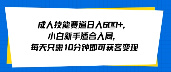 成人技能赛道日入多张,小白新手适合入局,每天只需10分钟即可获客变现-来聚吧