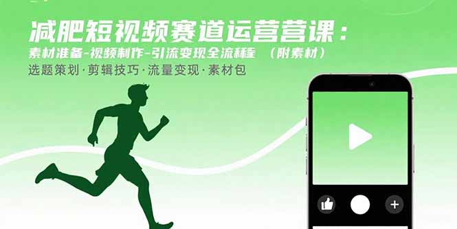 减肥短视频赛道运营课:素材准备-视频制作-引流变现全流程 (附素材-来聚吧