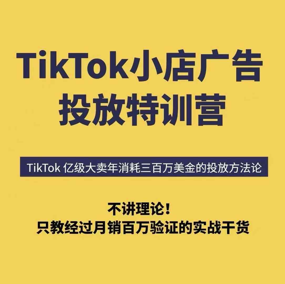 TikTok小店广告投放特训营，6天破局计划专治各种“投不动”，教你经过月销百万验证的实战干货-来聚吧
