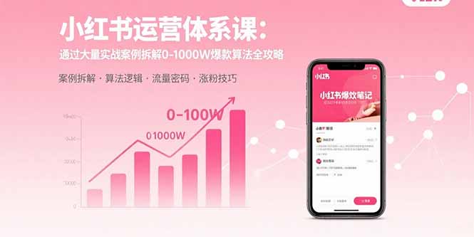 小红书运营体系课:通过大量实战案例拆解0-1000W爆款算法全攻略-来聚吧