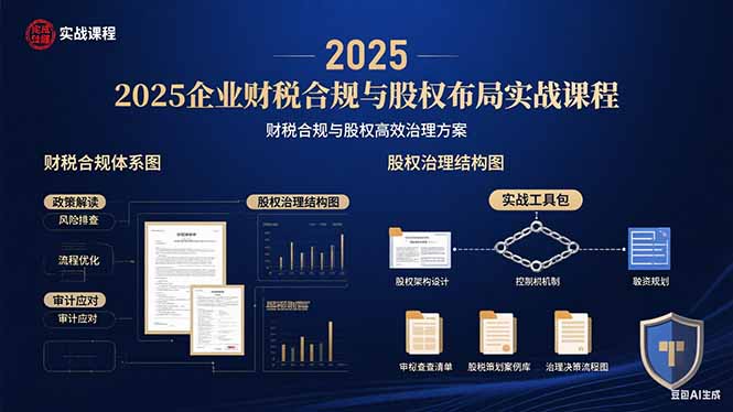2025企业财税合规与股权布局的实战课程：财税合规与股权高效治理方案-来聚吧