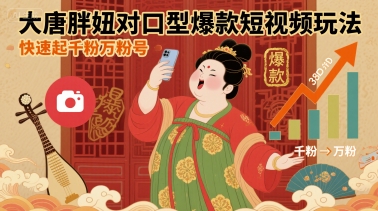 大唐胖妞对口型爆款短视频玩法，快速起千粉万粉号-来聚吧