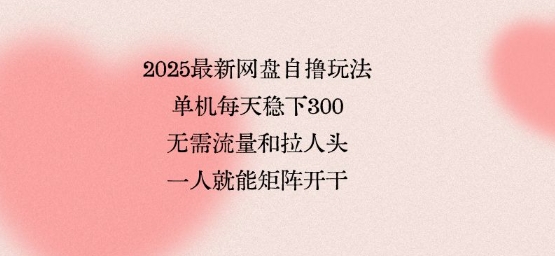 2025最新网盘自撸玩法，单机每天稳下3张，无需流量和拉人头，一个人就可轻松矩阵，全网独一份【揭秘】-来聚吧