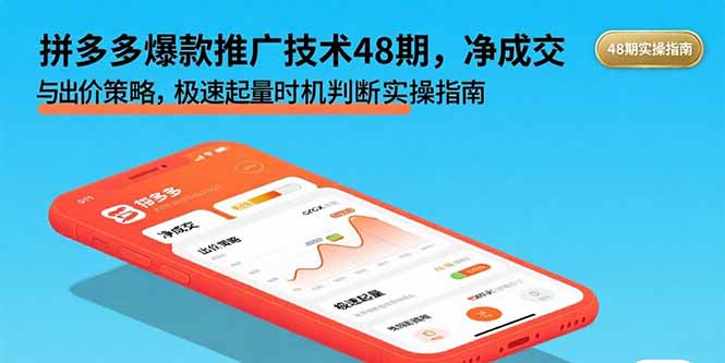 拼多多爆款推广技术48期，净成交与出价策略，极速起量时机判断实操指南-来聚吧