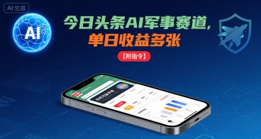 今日头条AI军事赛道，单日收益多张 ，手机可做【附指令】-来聚吧