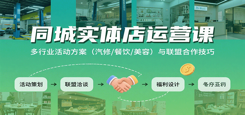 同城实体店运营课：多行业活动方案(汽修/餐饮/美容)与联盟合作技巧-来聚吧