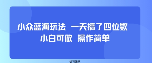 小众蓝海玩法 一天搞了四位数 小白可做 操作简单-来聚吧