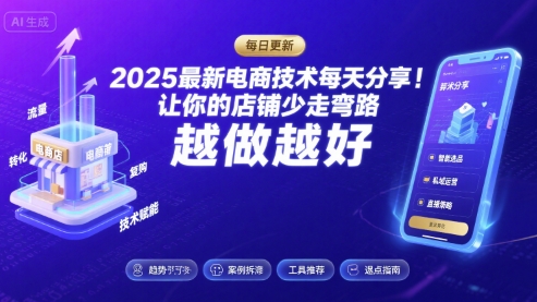 2025最新电商技术每天分享，让你的店铺少走弯路，越做越好(更新8月)-来聚吧