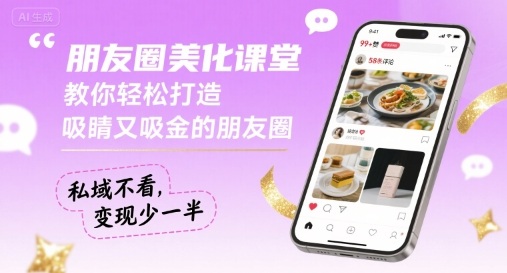 朋友圈美化课堂,教你轻松打造,吸睛又吸金的朋友圈,私域不看,变现少一半-来聚吧