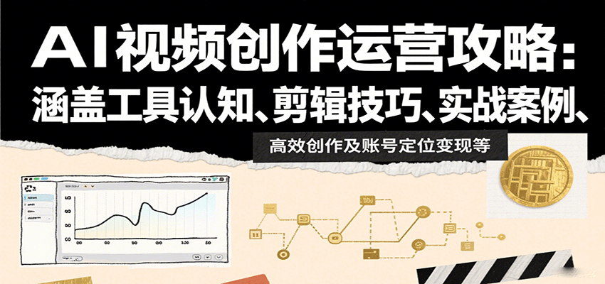 AI视频创作运营攻略：涵盖工具认知、剪辑技巧、实战案例、高效创作及账号定位变现等-来聚吧