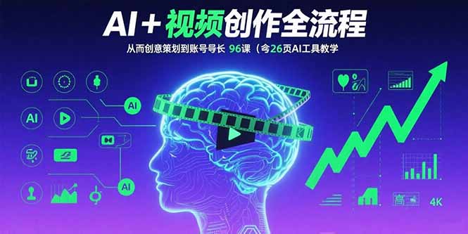 AI+短视频创作全流程：从创意策划到账号增长，96节课(含26项AI工具教学-来聚吧