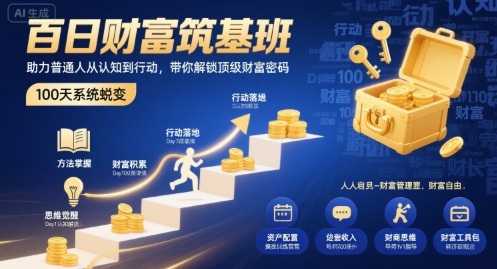 百日财富筑基班,助力普通人从认知到行动,带你解锁顶级财富密码-来聚吧